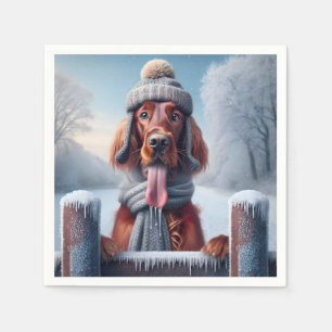 Winter Irish Setter Dog Napkin
