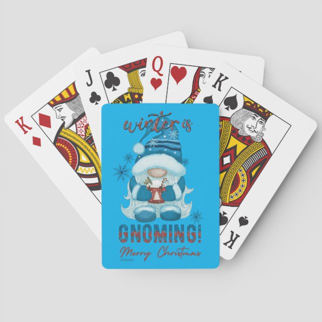 WINTER IS GNOMING funny christmas gnome            Playing Cards (Back)