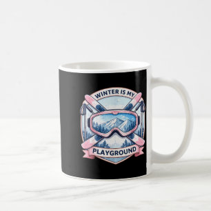 Winter is playground ski lover woman skiing girl coffee mug