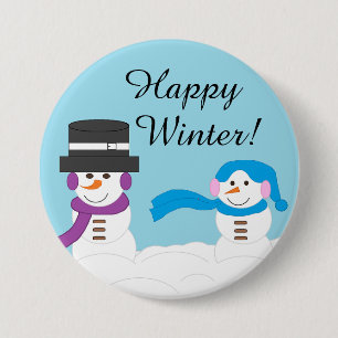 Winter is Quite Snowy: Light Blue 3 Inch Round Button