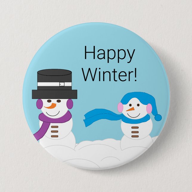 Winter is Snowy:  Happy Winter 3 Inch Round Button (Front)