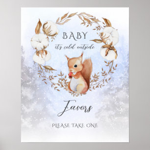 Winter It's Cold Outside Baby Shower Favours Poster