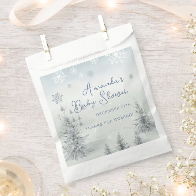 Winter Its Cold Outside Boy Baby Shower Thank You Favour Bag (Clipped)