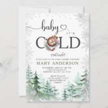 Winter It's Cold Outside Forest Snow Baby Shower