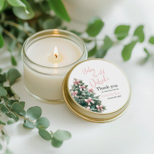 Winter It's Cold Outside Pink Bow Girl Baby Shower Classic Round Sticker