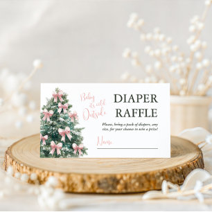 Winter It's Cold Outside Pink Bow Girl Baby Shower Enclosure Card