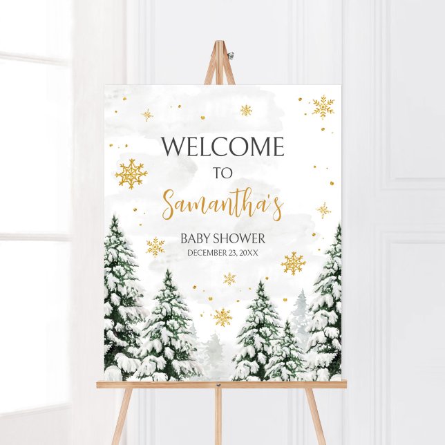 Winter It's Cold Outside Welcome Poster (Gender Neutral Snowflake Baby Shower Welcome Sign)