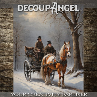 Winter Journey by Horse-Drawn Carriage - Decoupage Tissue Paper