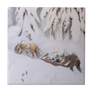 Winter Journey Through the Snow at Christmas Tile