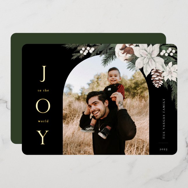 Winter Joy Arch Photo Foil Holiday Card (Front/Back)