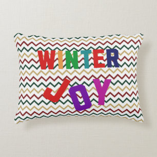 Winter Joy - Cozy Colourful Letters Accent Pillow