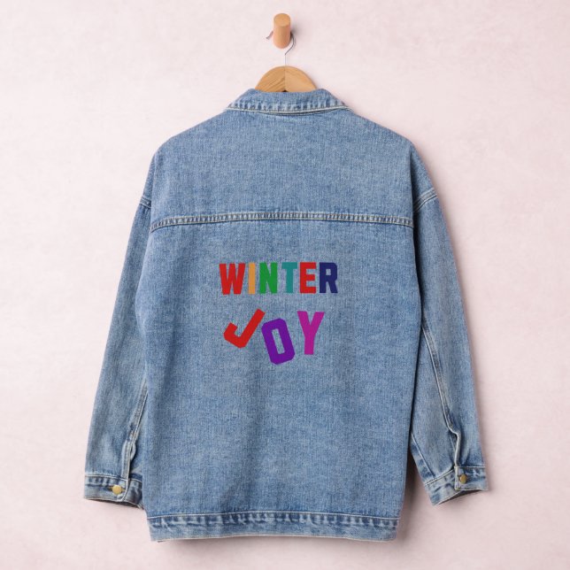 Winter Joy - Cozy Colourful Letters Denim Jacket (Hangar)