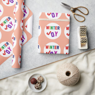 Winter Joy - Cozy Colourful Letters Wrapping Paper