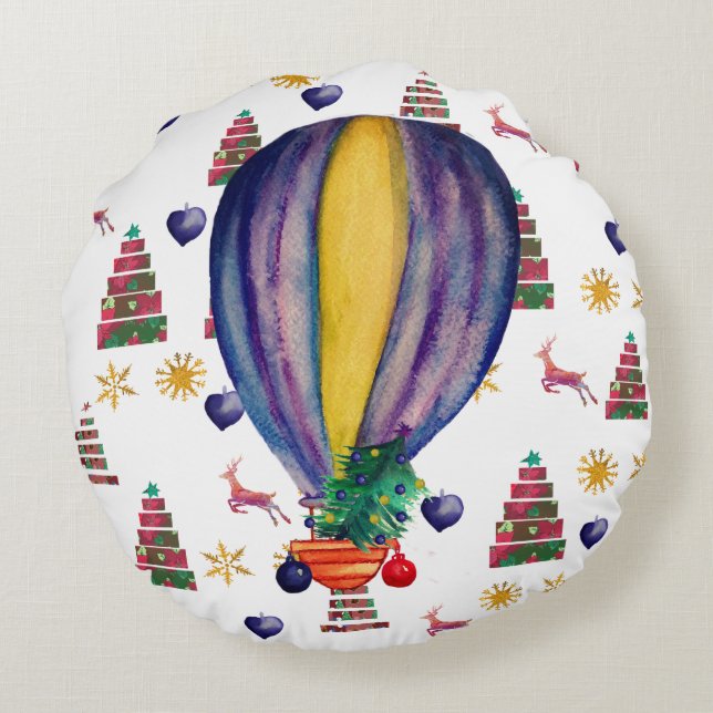 Winter Joy Jigsaw Puzzle Round Pillow (Back)