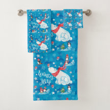 Winter Joy Polar Bear and Penguins in the Snow