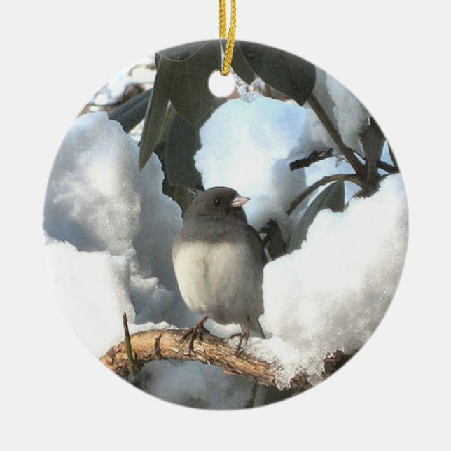 Winter Junco Ceramic Ornament (Front)