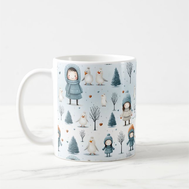 Winter Kids Playing Coffee Mug (Left)