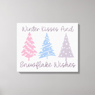 Winter Kisses and Snowflake Wishes Canvas Print