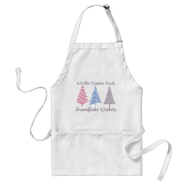Winter Kisses and Snowflake Wishes Standard Apron (Front)