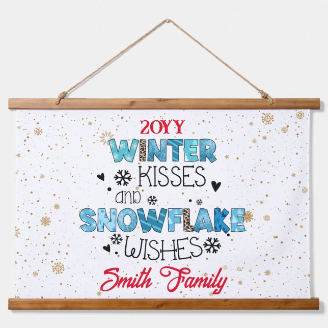 Winter Kisses Customize Hanging Tapestry (Front)