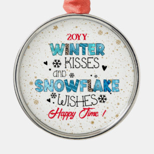 Winter Kisses Customize Metal Ornament