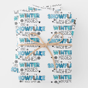Winter Kisses Customize Wrapping Paper Sheet