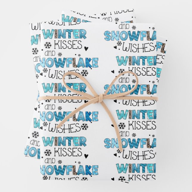 Winter Kisses Customize Wrapping Paper Sheet (In situ)