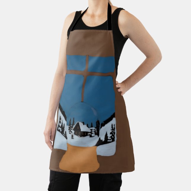 Winter Kitchen Apron Snow Globe (Insitu)