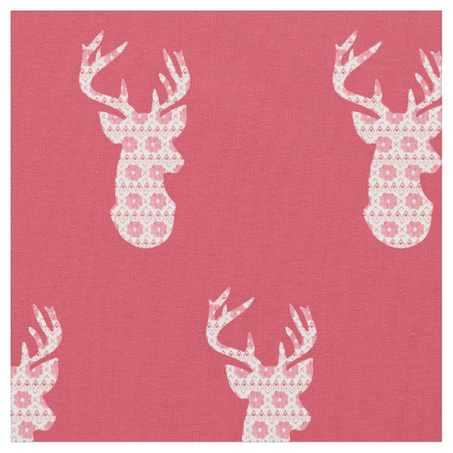 Winter Knit Christmas Reindeer Fabric (Close Up)
