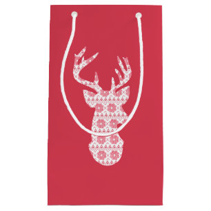 Winter Knit Christmas Reindeer Gift Bag