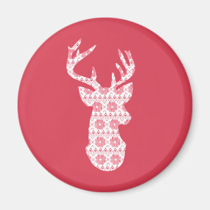 Winter Knit Christmas Reindeer Magnet