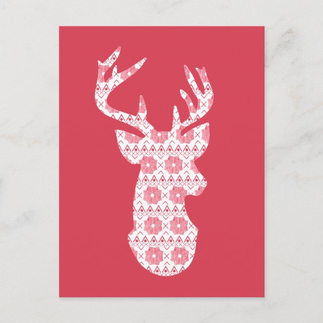 Winter Knit Christmas Reindeer Postcard (Front)