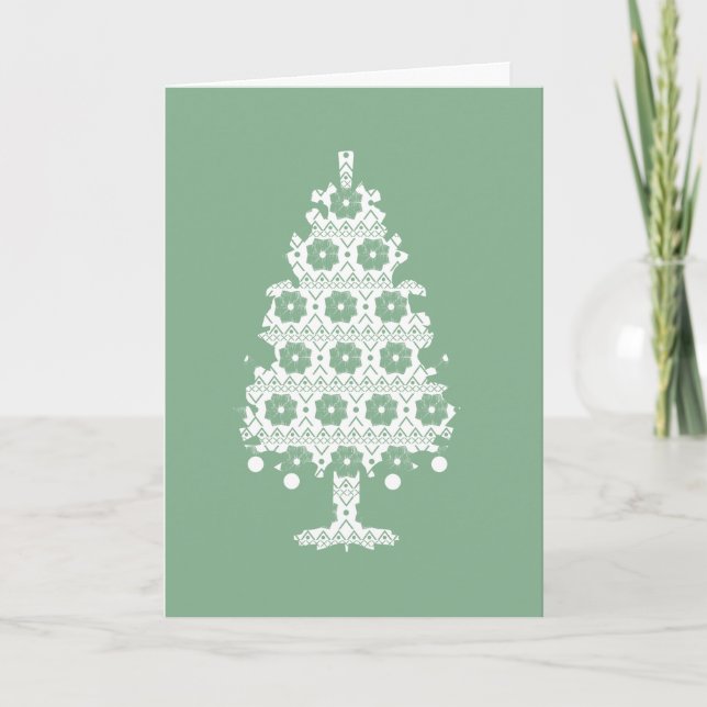 Winter Knit Christmas Tree Card (Front)