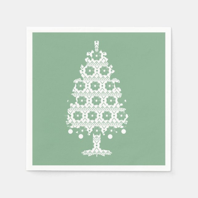 Winter Knit Christmas Tree Paper Napkins (Front)
