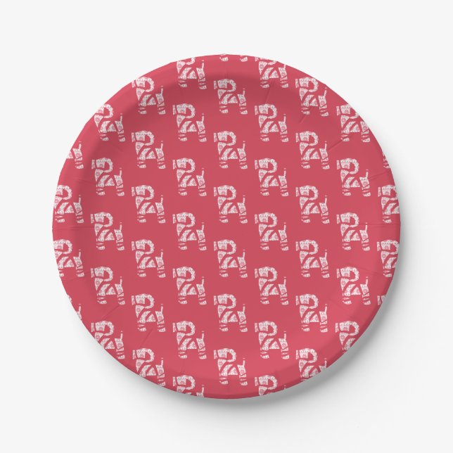 Winter Knit Christmas Yule Bock Paper Plates (Front)