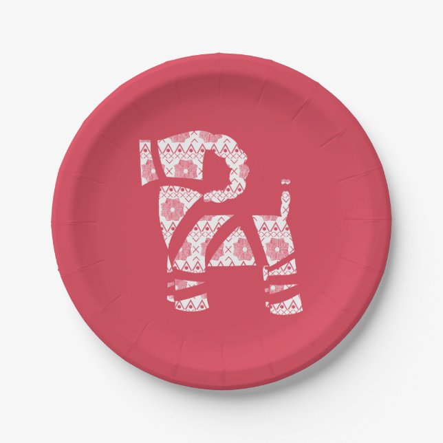 Winter Knit Christmas Yule Bock Paper Plates (Front)