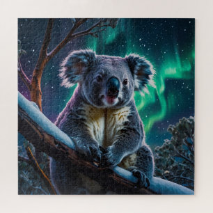 Winter Koala and Southern Lights Jigsaw Puzzle