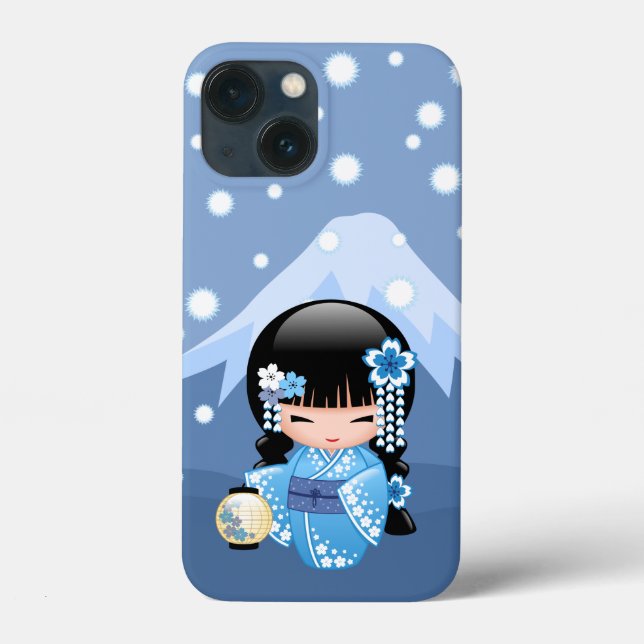Winter Kokeshi Doll - Blue Mountain Geisha Girl Case-Mate iPhone Case (Back)