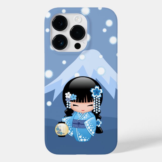 Winter Kokeshi Doll - Blue Mountain Geisha Girl Case-Mate iPhone Case (Back)