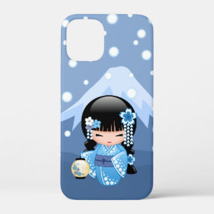 Winter Kokeshi Doll - Blue Mountain Geisha Girl iPhone 12 Mini Case