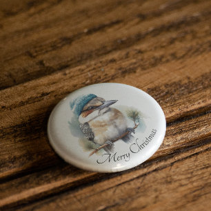 Winter Kookaburra Wishes, custom 1 Inch Round Button