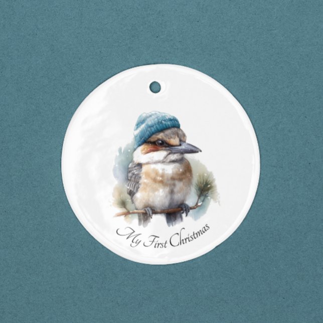 Winter Kookaburra Wishes, custom Ceramic Ornament (Creator Uploaded)