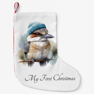 Winter Kookaburra Wishes, custom Small Christmas Stocking