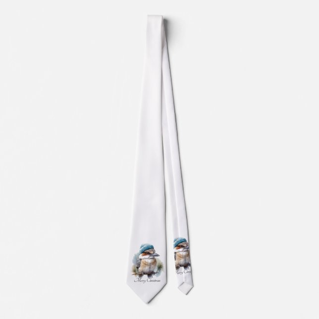 Winter Kookaburra Wishes, custom Tie (Front)