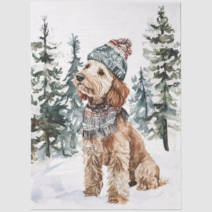 Winter Labradoodle in Hat and Scarf Decoupage Tissue Paper