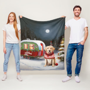 Winter Labrador Caravan Christmas Adventure Fleece Blanket
