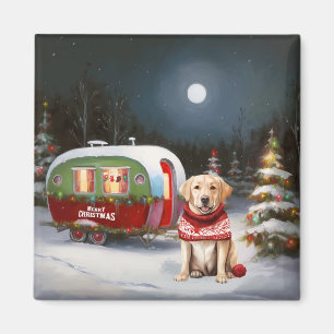Winter Labrador Caravan Christmas Adventure Magnet