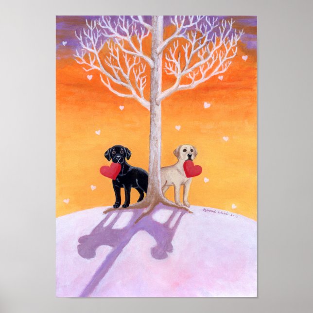 Winter Labradors Painting Poster (Front)