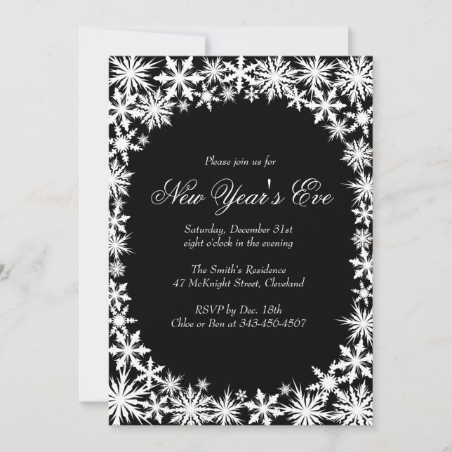 Winter Lace New Year's Eve Invitation (Front)