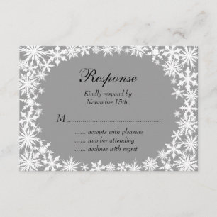 Winter Lace on Black RSVP Card
